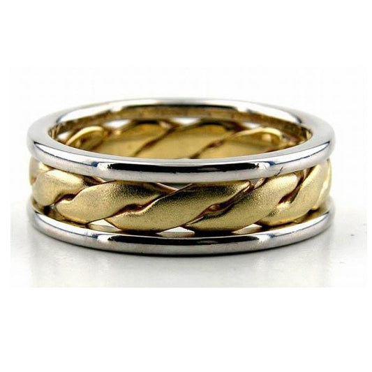 Two Tone Wedding Band in 14K White and Yellow Gold