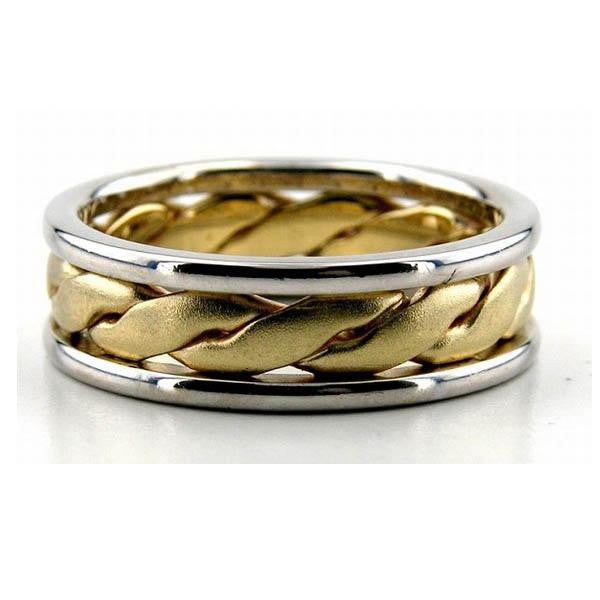 Two Tone Wedding Band in 14K White and Yellow Gold