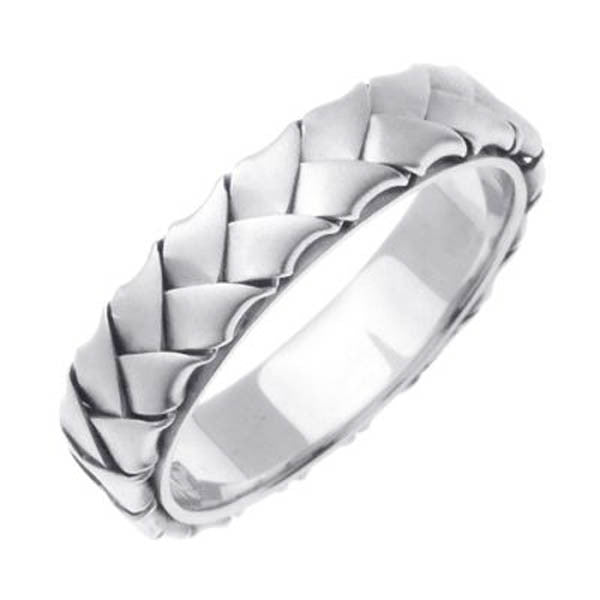 14K 5mm Handmade Wedding Ring in 14K White Gold