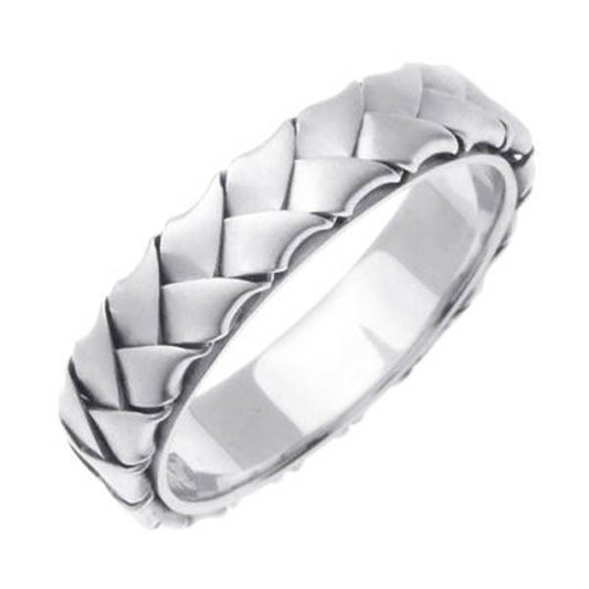 14K 5mm Handmade Wedding Ring in 14K White Gold