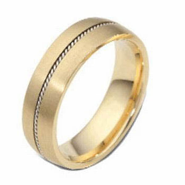 Two Tone Wedding Band in 14K White and Yellow Gold