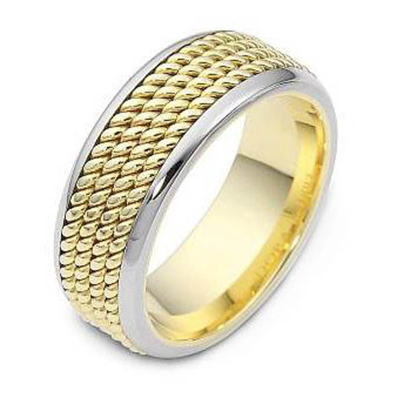 Two Tone Wedding Band in 14K White and Yellow Gold