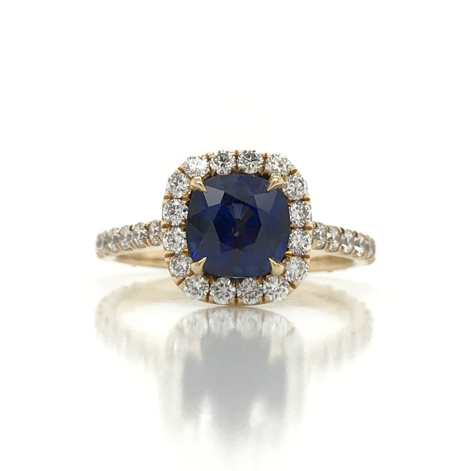 "ENGR02776" 2.18 Total Carat Sapphire Diamond Engagement Ring