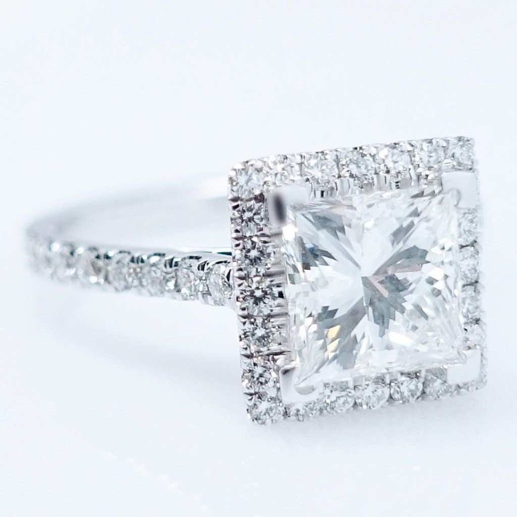 "ENGR03126" Princess Cut Halo Diamond Engagement Ring ENGR03126