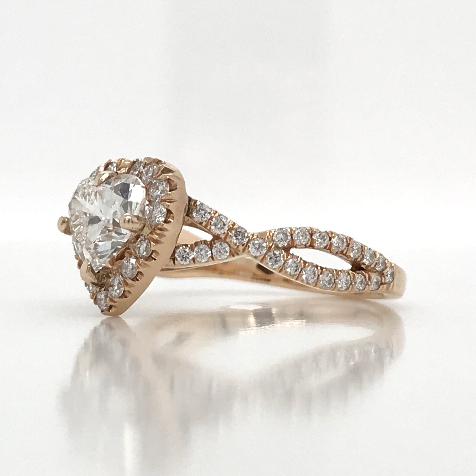 "ENGR02995" Heart Shape Halo Twist Rose Gold Engagement Ring