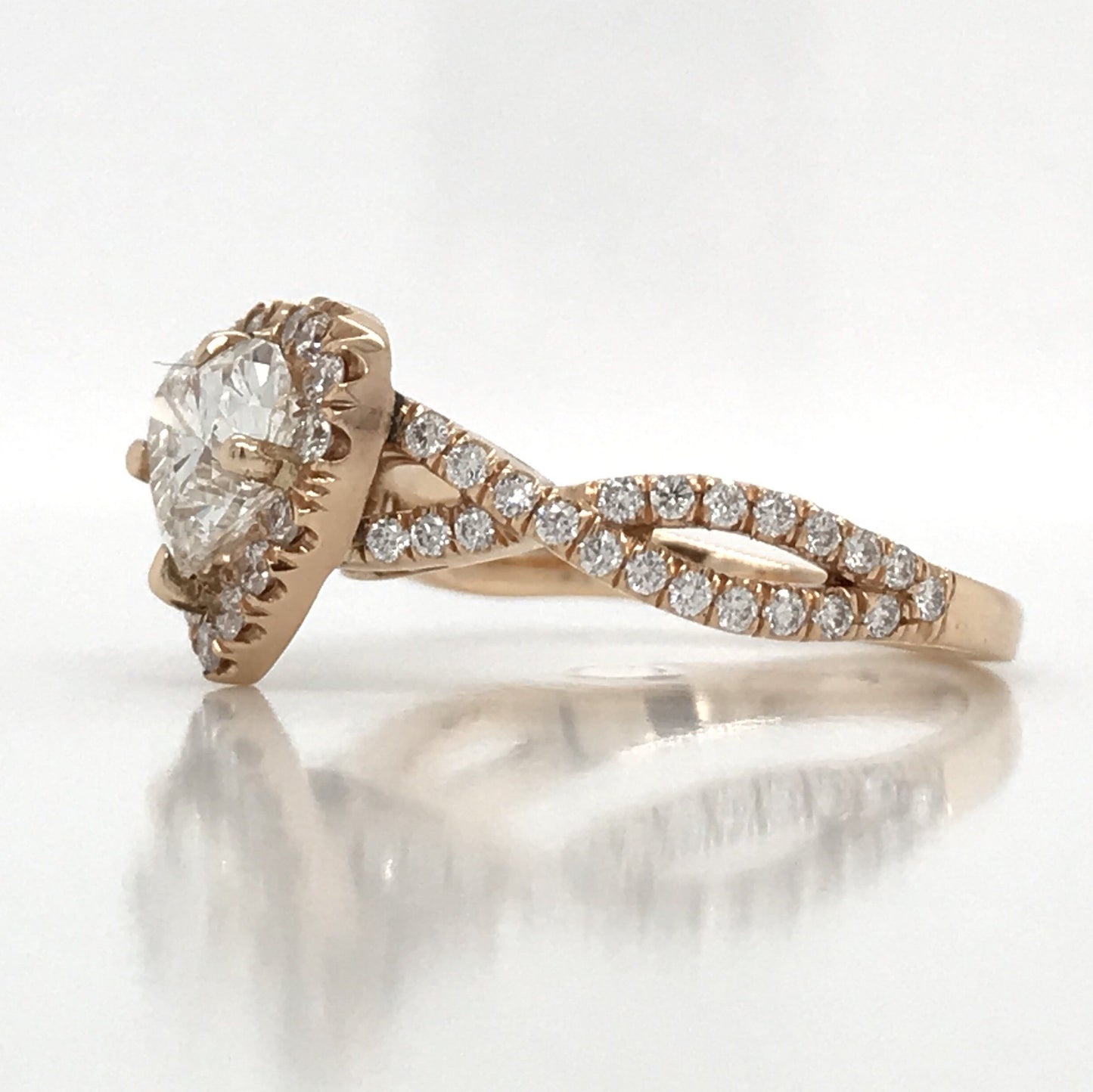 "ENGR02995" Heart Shape Halo Twist Rose Gold Engagement Ring