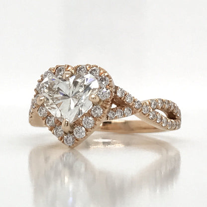 "ENGR02995" Heart Shape Halo Twist Rose Gold Engagement Ring