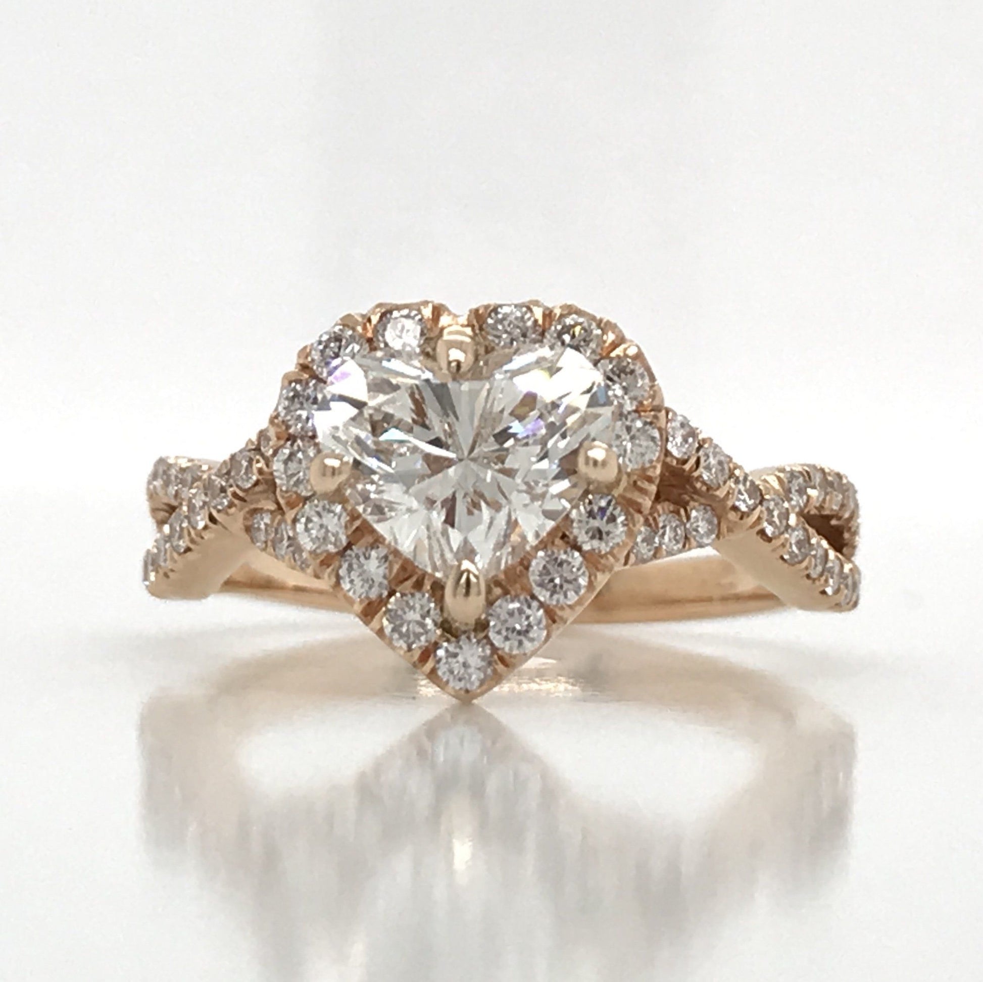 "ENGR02995" Heart Shape Halo Twist Rose Gold Engagement Ring