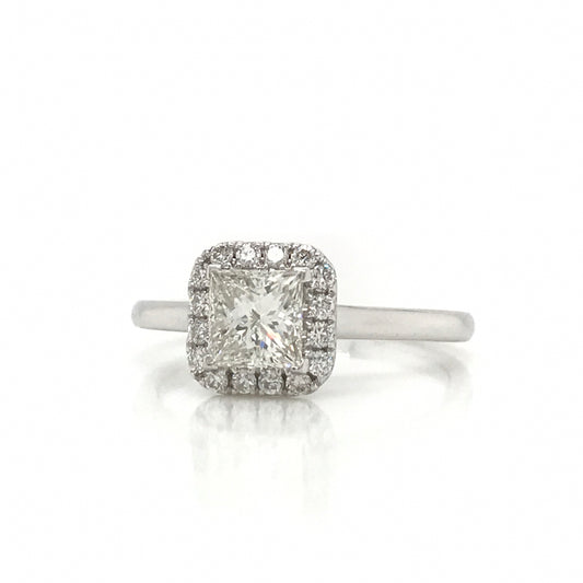 "ENGR03120" Princess Cut Halo Set Diamond Engagement Ring