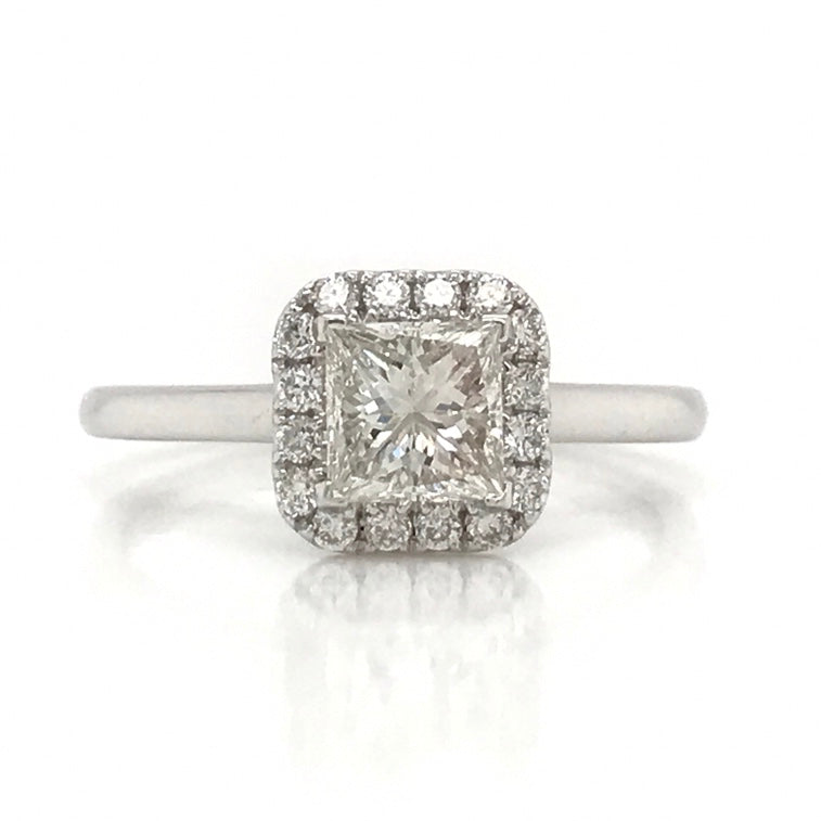 "ENGR03120" Princess Cut Halo Set Diamond Engagement Ring