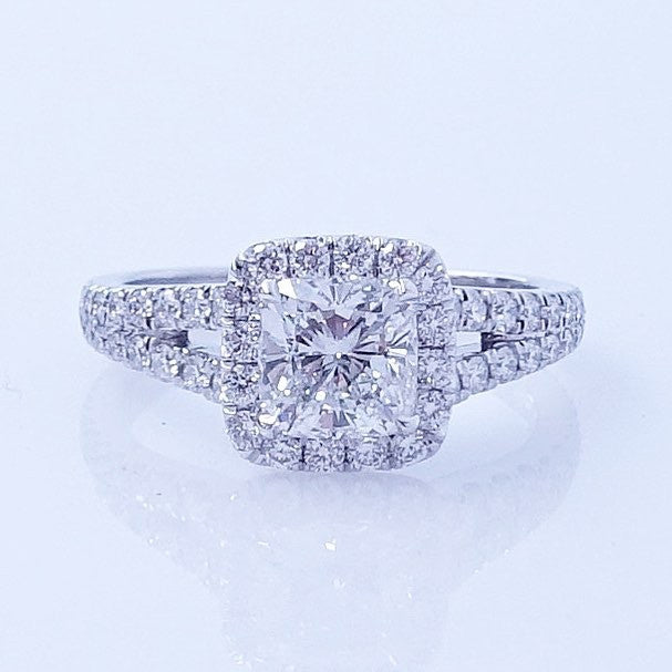 Cushion Cut Split Shank Diamond Engagement Ring