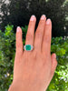 4.46 Total Carat Emerald and Diamond Halo Ladies Ring. GIA Certified.