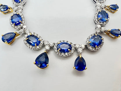 58.9 Total Carat Sapphire and Diamond White Gold Necklace