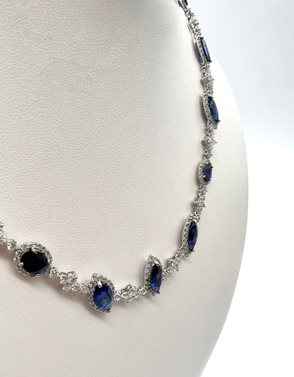 28.30 Total Carat Fancy Sapphire and Diamond, White Gold Necklace