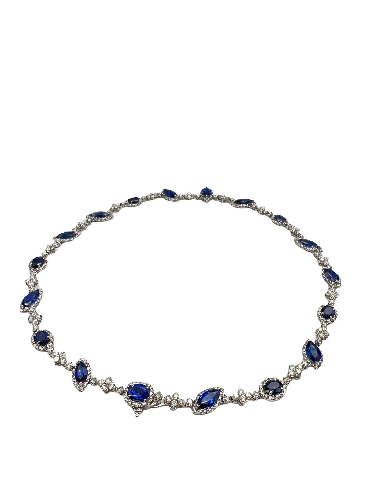28.30 Total Carat Fancy Sapphire and Diamond, White Gold Necklace