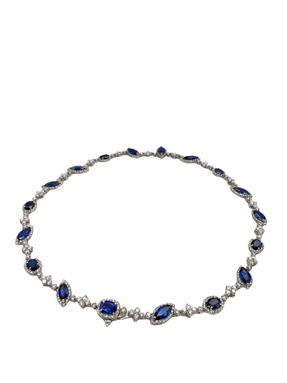 28.30 Total Carat Fancy Sapphire and Diamond, White Gold Necklace