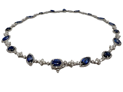 28.30 Total Carat Fancy Sapphire and Diamond, White Gold Necklace