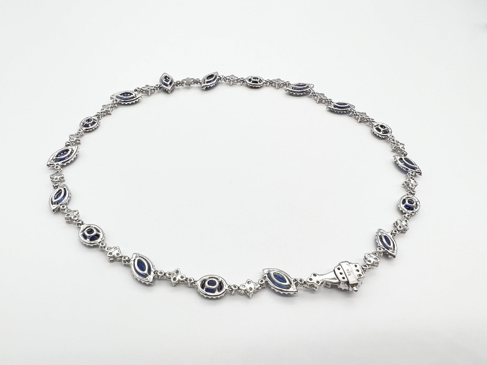 28.30 Total Carat Fancy Sapphire and Diamond, White Gold Necklace