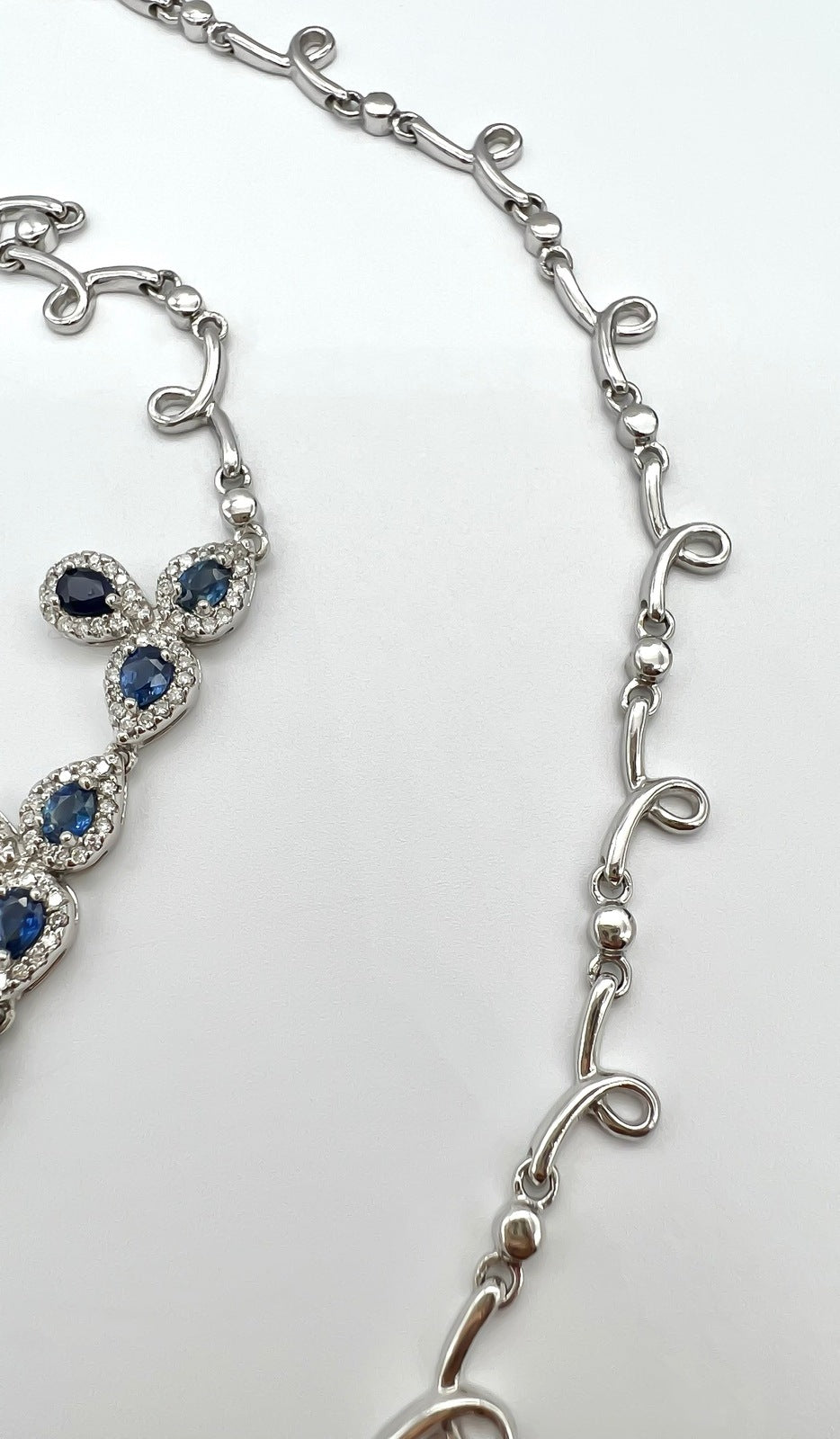 8.70 Total Carat Fancy Sapphire and Diamond, White Gold Necklace