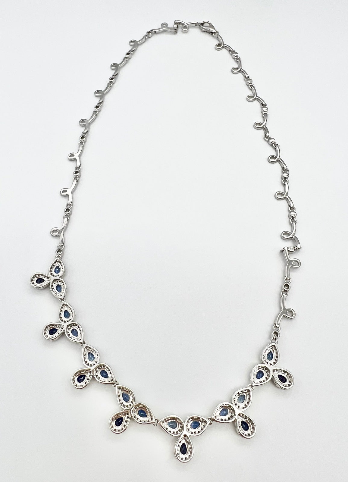 8.70 Total Carat Fancy Sapphire and Diamond, White Gold Necklace
