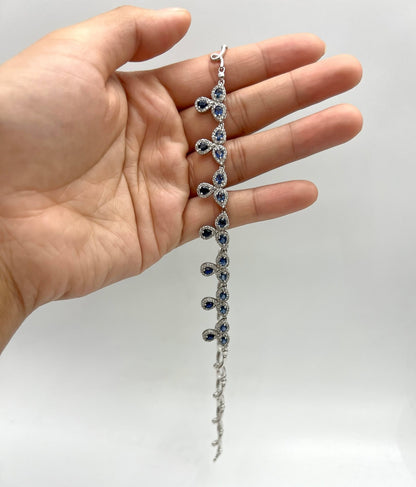 8.70 Total Carat Fancy Sapphire and Diamond, White Gold Necklace