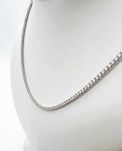 4.66 Carat Diamond Tennis Necklace with Round Diamonds in White Gold