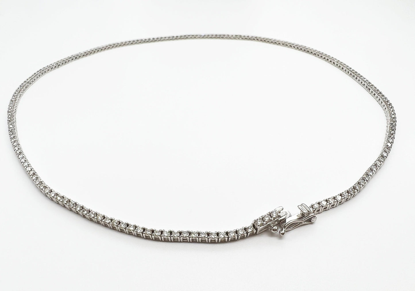 4.66 Carat Diamond Tennis Necklace with Round Diamonds in White Gold