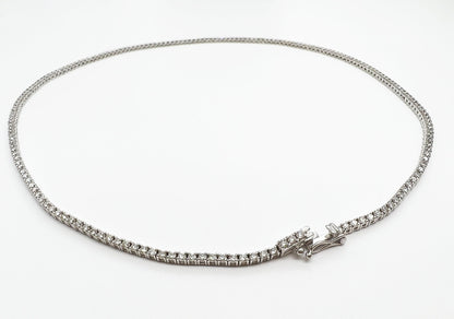 4.66 Carat Diamond Tennis Necklace with Round Diamonds in White Gold