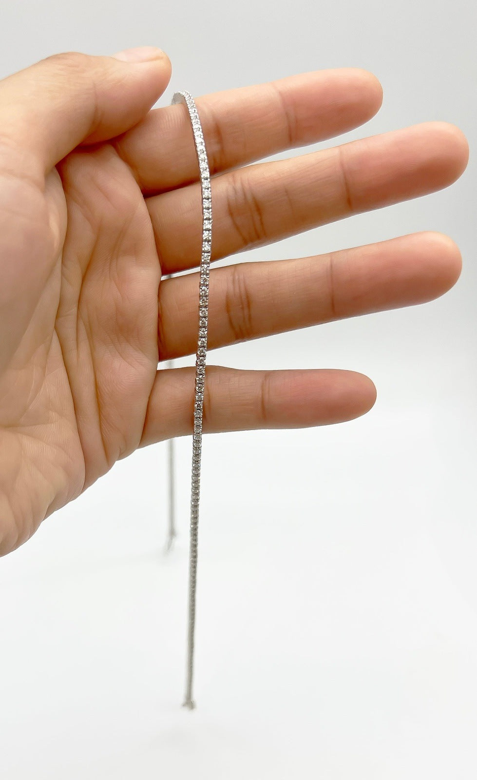 4.66 Carat Diamond Tennis Necklace with Round Diamonds in White Gold