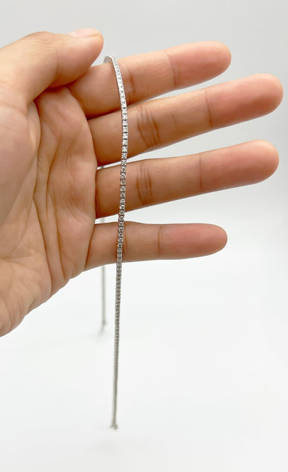 4.66 Carat Diamond Tennis Necklace with Round Diamonds in White Gold