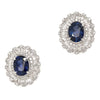 4.30 Total Carat Sapphire and Diamond Triple Halo Antique Inspired Stud Earrings