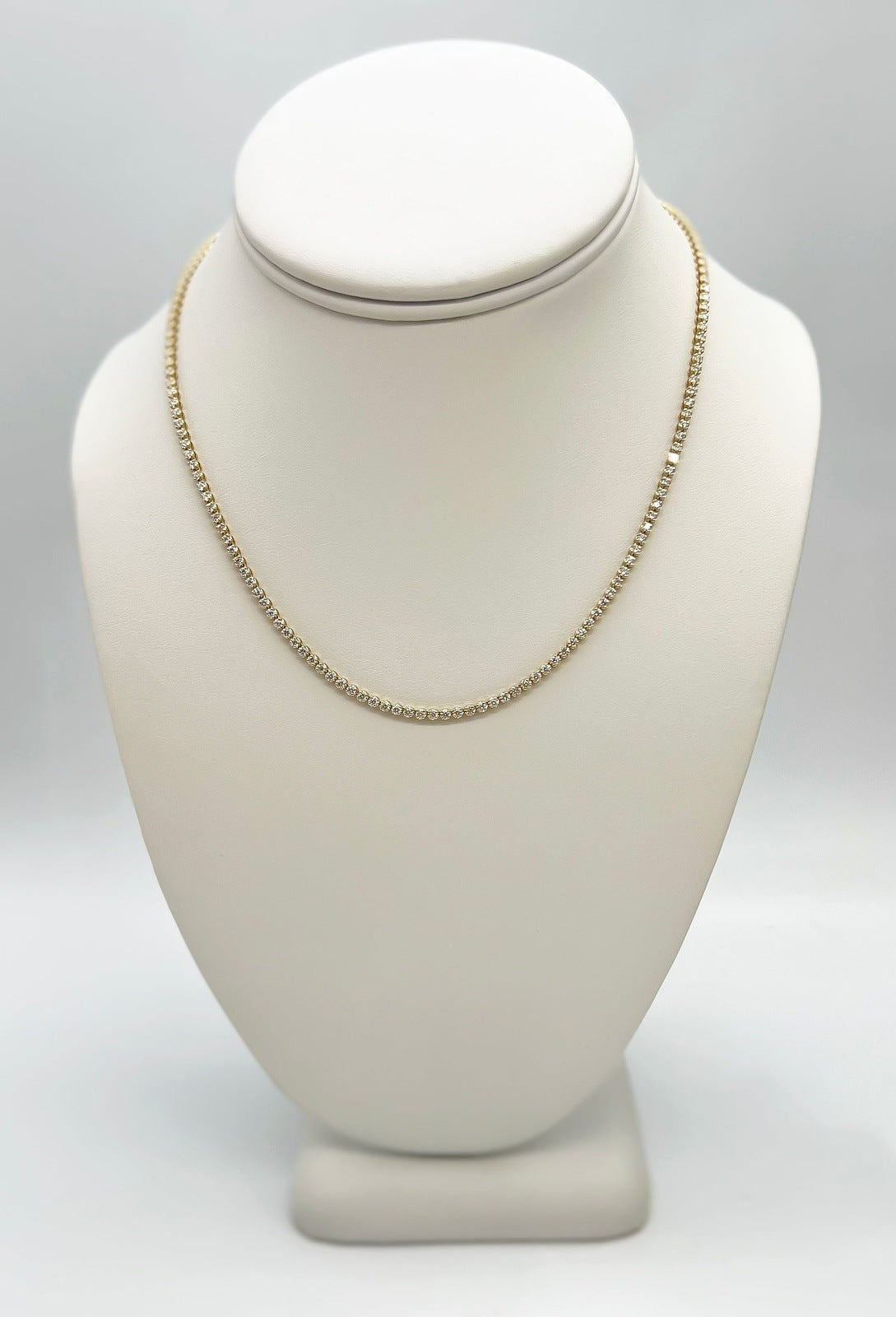 3.65 Carat Tennis Necklace with Round Diamonds in Gold Chain