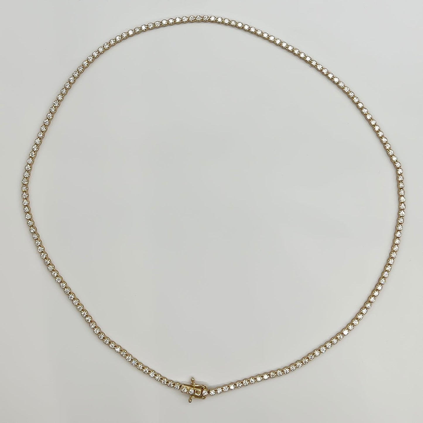 3.65 Carat Tennis Necklace with Round Diamonds in Gold Chain