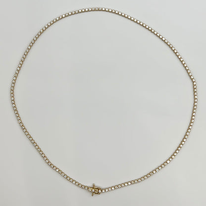 3.65 Carat Tennis Necklace with Round Diamonds in Gold Chain
