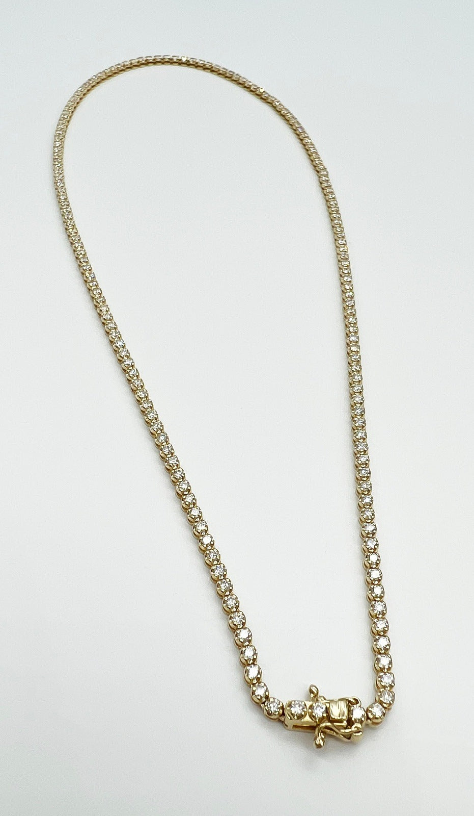 3.65 Carat Tennis Necklace with Round Diamonds in Gold Chain