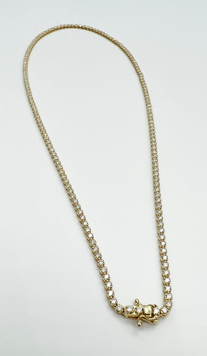 3.65 Carat Tennis Necklace with Round Diamonds in Gold Chain