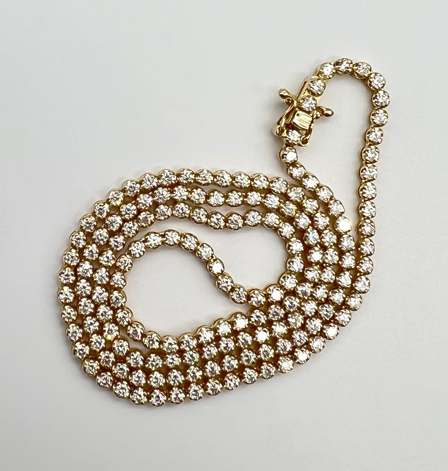 3.65 Carat Tennis Necklace with Round Diamonds in Gold Chain