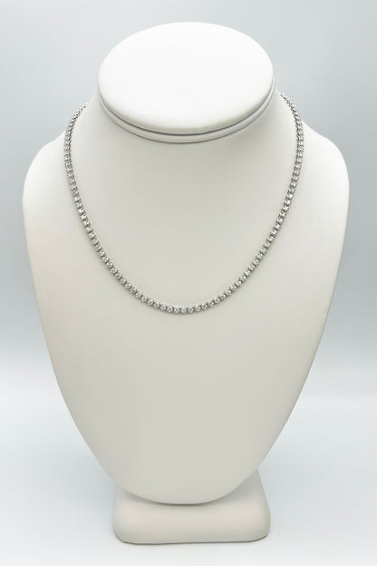 4.56 Carat Tennis Necklace with Round Diamonds in White Gold Chain