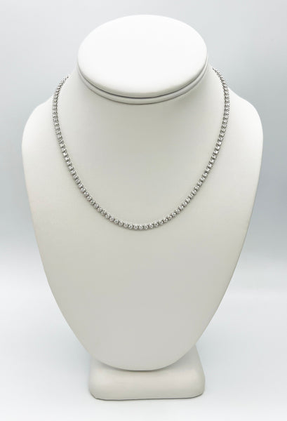 4.56 Carat Tennis Necklace with Round Diamonds in White Gold Chain