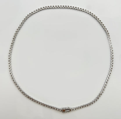 4.56 Carat Tennis Necklace with Round Diamonds in White Gold Chain