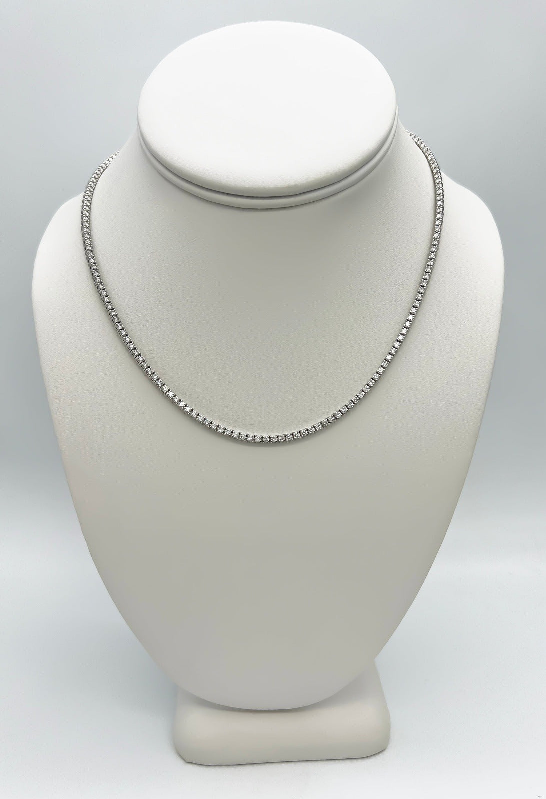 5.80 Carat Diamond Tennis Necklace with Round Diamonds in White Gold