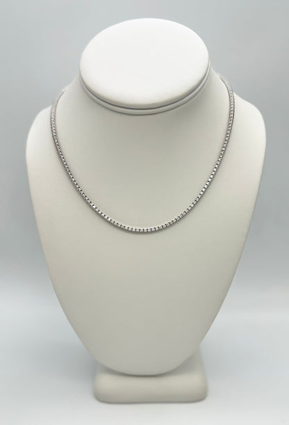 5.80 Carat Diamond Tennis Necklace with Round Diamonds in White Gold