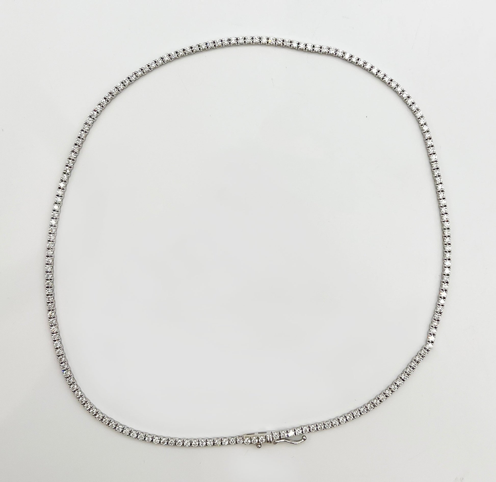 5.80 Carat Diamond Tennis Necklace with Round Diamonds in White Gold