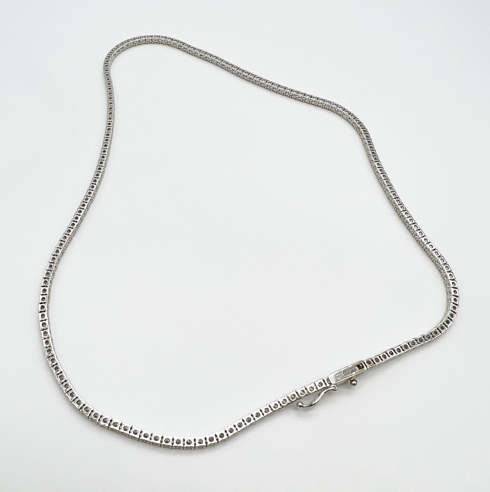 5.80 Carat Diamond Tennis Necklace with Round Diamonds in White Gold