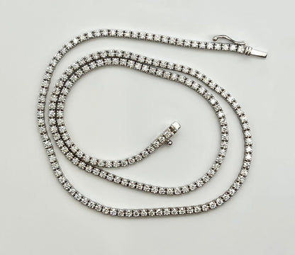 4.75 Carat Tennis Necklace with Round Diamonds in White Gold Chain