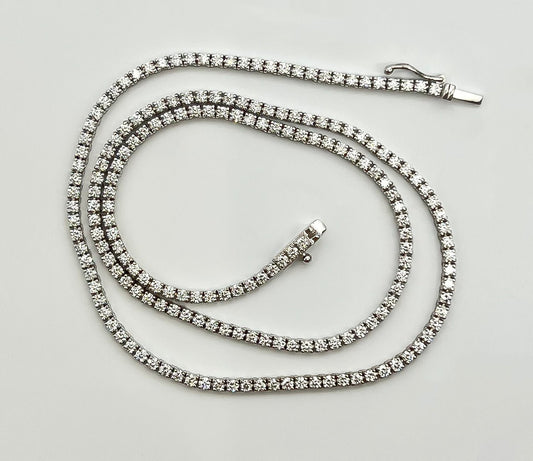 4.75 Carat Tennis Necklace with Round Diamonds in White Gold Chain