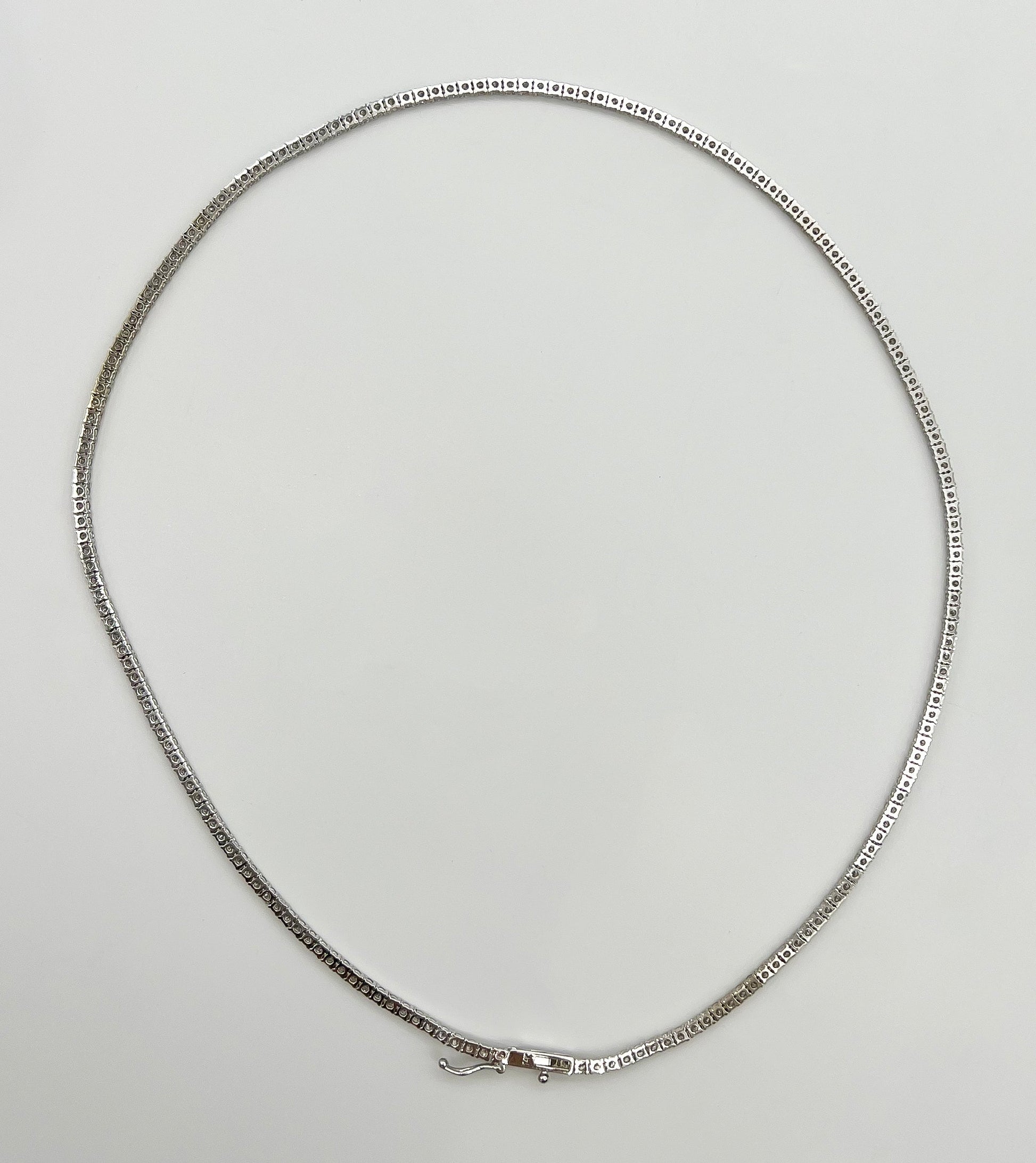 4.75 Carat Tennis Necklace with Round Diamonds in White Gold Chain