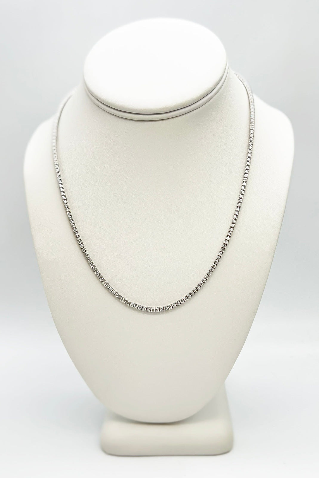 4.75 Carat Tennis Necklace with Round Diamonds in White Gold Chain