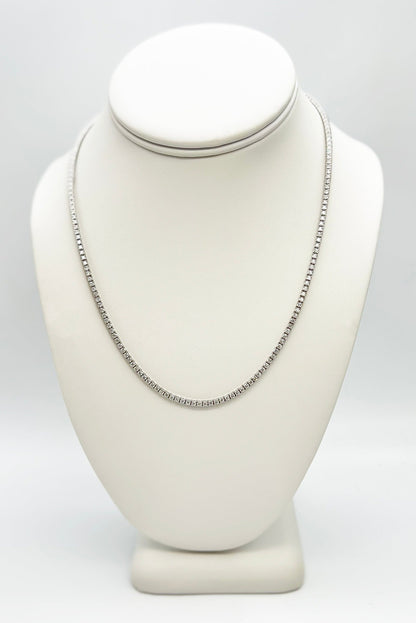 4.75 Carat Tennis Necklace with Round Diamonds in White Gold Chain