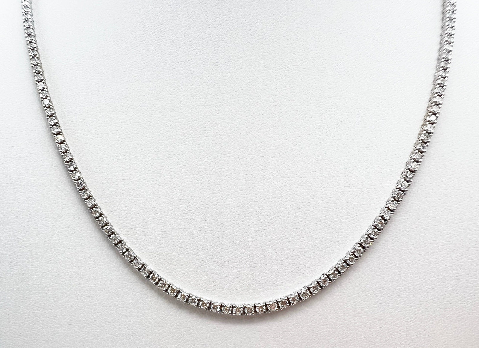4.75 Carat Tennis Necklace with Round Diamonds in White Gold Chain